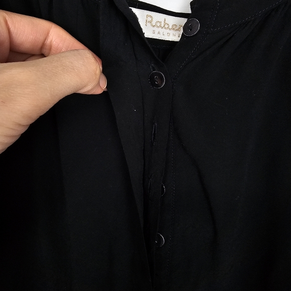 🌞Rabens Saloner Black Boxy Dolman Sleeve Viscose Tunic Kaftan Dress Pockets S/M - Picture 10 of 12